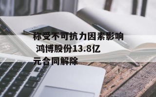 称受不可抗力因素影响 鸿博股份13.8亿元合同解除