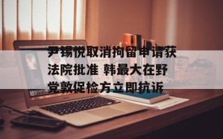 尹锡悦取消拘留申请获法院批准 韩最大在野党敦促检方立即抗诉