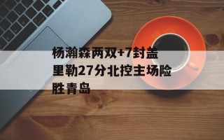 杨瀚森两双+7封盖 里勒27分北控主场险胜青岛