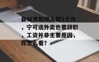 县城男教师入职3个月，宁可送外卖也要辞职，工资并非主要原因，你怎么看？