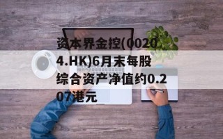 资本界金控(00204.HK)6月末每股综合资产净值约0.207港元