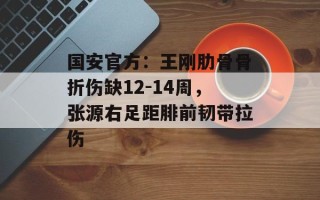 国安官方：王刚肋骨骨折伤缺12-14周，张源右足距腓前韧带拉伤