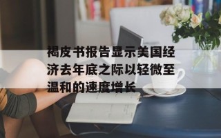 褐皮书报告显示美国经济去年底之际以轻微至温和的速度增长