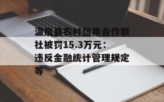 温泉县农村信用合作联社被罚15.3万元：违反金融统计管理规定等