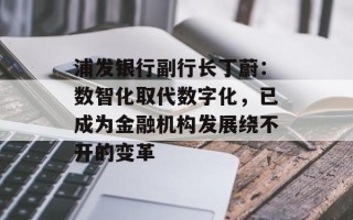 浦发银行副行长丁蔚：数智化取代数字化，已成为金融机构发展绕不开的变革