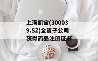 上海凯宝(300039.SZ)全资子公司获得药品注册证书
