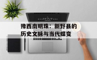 豫西南明珠：新野县的历史文脉与当代蝶变