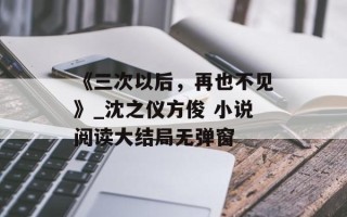 《三次以后，再也不见》_沈之仪方俊 小说阅读大结局无弹窗