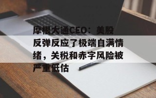 摩根大通CEO：美股反弹反应了极端自满情绪，关税和赤字风险被严重低估