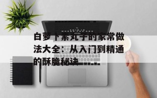 白萝卜素丸子的家常做法大全：从入门到精通的酥脆秘诀
