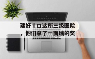 建好硚口这所三级医院，他们拿了一面墙的奖