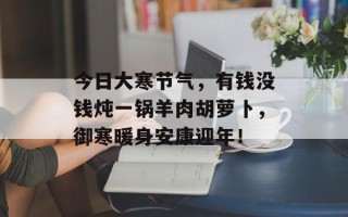 今日大寒节气，有钱没钱炖一锅羊肉胡萝卜，御寒暖身安康迎年！