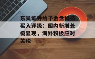 东吴证券给予金盘科技买入评级：国内新增长极显现，海外积极应对关税