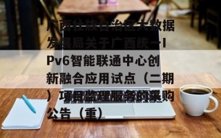 广西壮族自治区大数据发展局关于广西统一IPv6智能联通中心创新融合应用试点（二期）项目监理服务的采购公告（重）