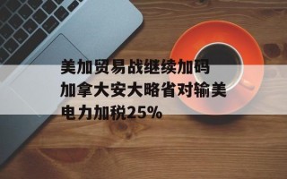 美加贸易战继续加码 加拿大安大略省对输美电力加税25%