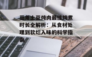 豆角土豆炖肉最佳炖煮时长全解析：从食材处理到软烂入味的科学指南