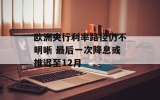 欧洲央行利率路径仍不明晰 最后一次降息或推迟至12月