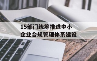 15部门统筹推进中小企业合规管理体系建设