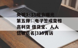 央视3·15晚会曝光第五弹：电子签成变相高利贷 借贷宝、人人信被点名|315青诉