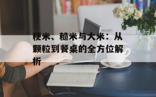 粳米、糙米与大米：从颗粒到餐桌的全方位解析