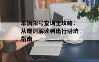 车辆限号查询全攻略：从规则解读到出行避坑指南