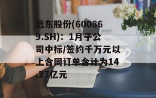远东股份(600869.SH)：1月子公司中标/签约千万元以上合同订单合计为14.27亿元