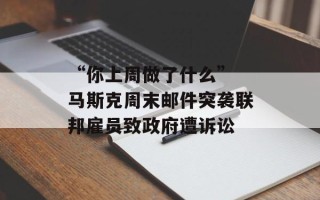 “你上周做了什么” 马斯克周末邮件突袭联邦雇员致政府遭诉讼