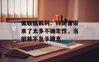美联储戴利：特朗普带来了太多不确定性，当前并不急于降息