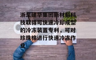 浙江建华集团新材料科技取得可快速冷却成型的冷冻装置专利，可对珍珠棉进行快速冷冻作业