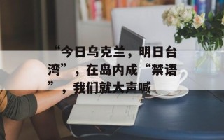 “今日乌克兰，明日台湾”，在岛内成“禁语”，我们就大声喊