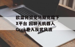 欧盟将召见马斯克麾下X平台 因聊天机器人Grok卷入反犹风波