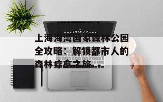 上海海湾国家森林公园全攻略：解锁都市人的森林疗愈之旅