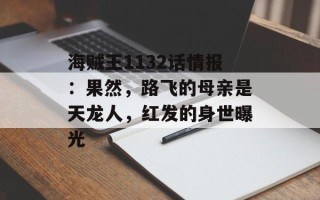 海贼王1132话情报：果然，路飞的母亲是天龙人，红发的身世曝光