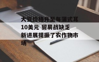 大豆价格升至每蒲式耳10美元 贸易战缺乏新进展提振了农作物市场