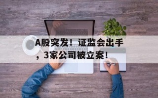 A股突发！证监会出手，3家公司被立案！
