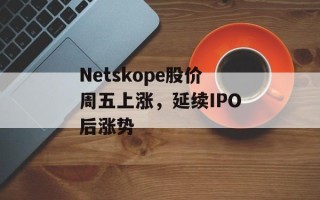 Netskope股价周五上涨，延续IPO后涨势