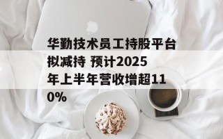 华勤技术员工持股平台拟减持 预计2025年上半年营收增超110%