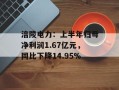 涪陵电力：上半年归母净利润1.67亿元，同比下降14.95%