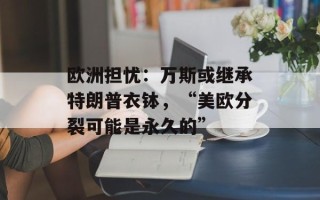 欧洲担忧：万斯或继承特朗普衣钵，“美欧分裂可能是永久的”
