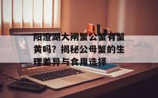 阳澄湖大闸蟹公蟹有蟹黄吗？揭秘公母蟹的生理差异与食用选择