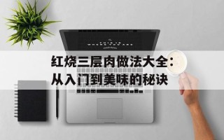 红烧三层肉做法大全：从入门到美味的秘诀