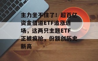 主力坐不住了！超百亿资金借道ETF追涨进场，这两只主题ETF正被疯抢，份额创历史新高