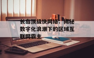 长岛顶级快网络：揭秘数字化浪潮下的区域互联网霸主