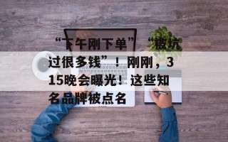 “下午刚下单”“被坑过很多钱”！刚刚，315晚会曝光！这些知名品牌被点名