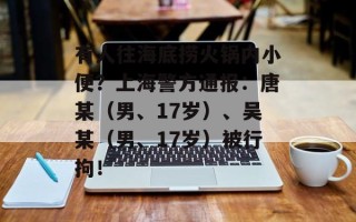 有人往海底捞火锅内小便？上海警方通报：唐某（男、17岁）、吴某（男、17岁）被行拘！