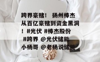 跨界豪赌！ 扬州棒杰从百亿豪赌到资金黑洞！#光伏 #棒杰股份 #跨界 @光伏储能小杨哥 @老杨说储能