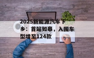 2025新能源汽车下乡：首站如皋，入围车型增至124款