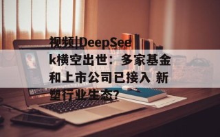 视频|DeepSeek横空出世：多家基金和上市公司已接入 新塑行业生态？