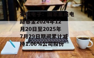 赛微电子：国家集成电路基金2024年12月20日至2025年7月29日期间累计减持1.06%公司股份
