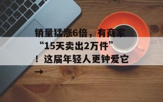 销量猛涨6倍，有商家“15天卖出2万件”！这届年轻人更钟爱它→